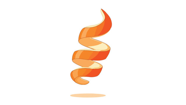 A meticulously rendered vibrant spiral orange peel illustration, gracefully showcasing the fresh citrus zest essence and natural organic fruit