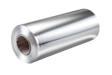 Shiny silver metallic foil roll on black background