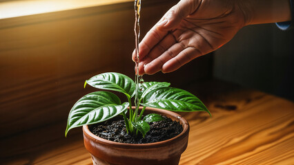 watering a house plant