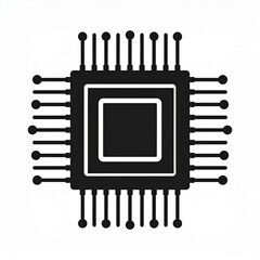 Conceptual vector illustration of a central processing unit, symbolizing advanced computing, digital information processing, and microchip technology development, presented with a clean, modern design
