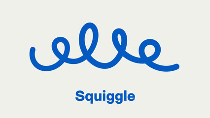 Vibrant blue squiggle design element with creative swirling patterns on light background