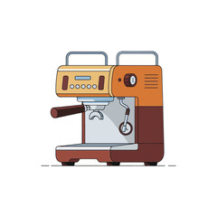 Fototapeta premium Illustrated Espresso Coffee Machine with Portafilter.