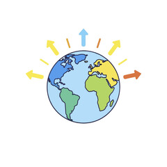 Fototapeta premium Global Earth Globe With Arrows Emphasizing Environment.
