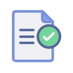 Icon of completed document with check mark symbolizing approval and confirmation