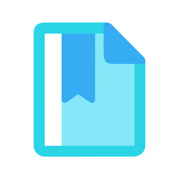 Blue document icon with folded corner and bookmark on black background