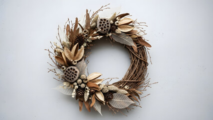 Fototapeta premium Rustic Dried Flower Wreath.