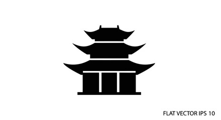 Black silhouette of a pagoda temple.