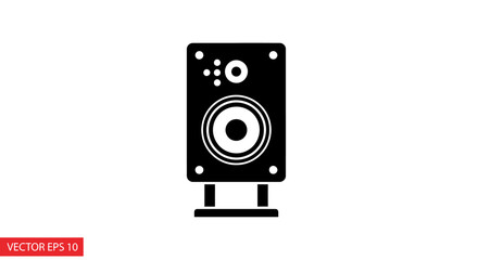 Black Speaker Icon With White Details.