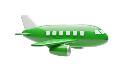 Obraz premium Green Airplane Isolated on White Background