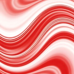 A vibrant, flowing abstract design featuring smooth, wavy stripes of red and white, creating a dynamic, fluid visual