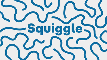 A blue squiggle pattern with the word squiggle in the center on a white background for design and creative projects