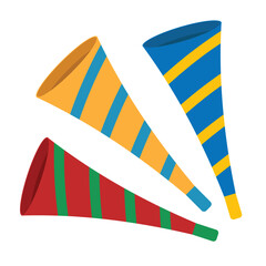 vector party horn design in various colors isolated on a white background