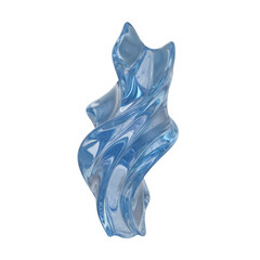 Organic Blue Liquid Glass Abstract 3D Shape.
