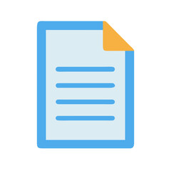 Stylized document icon showing content, with folded corner, on a black backdrop.