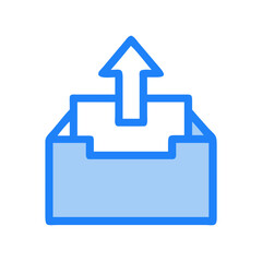 Modern icon of upload symbol with upward arrow and open box