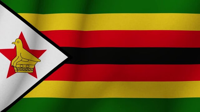 The flag the Republic of Zimbabwe. The evolving national flag the Zimbabwe in 3d format. 1080p HD animation for presentation