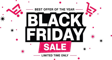 Fototapeta premium Black Friday Limited Time Mega Sale Advertising Template for Online and Retail Shopping