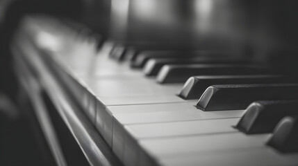 octet. Close-up of piano keys in black and white pattern, elegant musical instrument detail. lifestyle magazines, social media lookbooks, designed for influencer and brand collaborations.
