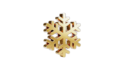 Golden Snowflake Isolated on White Background
