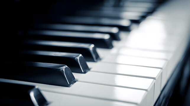 octet. Close-up of piano keys in black and white pattern, elegant musical instrument detail. lifestyle magazines, social media lookbooks, designed for influencer and brand collaborations.