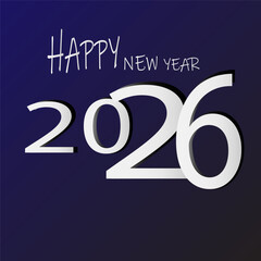 Happy New Year greeting card flat vector icon