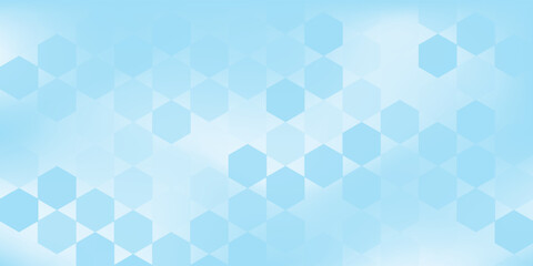 Abstract blue and white hexagon background. Futuristic digital hi-technology banner. Healthcare background. Vector