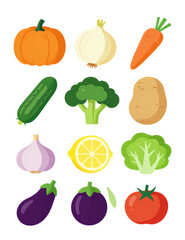 Colorful variety of fruits and vegetables isolated