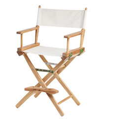 director chair, wooden frame with white canvas