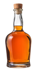 whiskey bottle with cork on white background