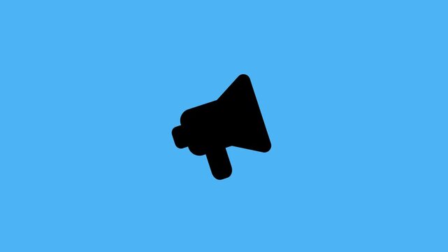 A simple graphic representation of a black megaphone broadcasting an important announcement