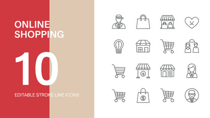 Online Shopping Icons Set Vector Illustration.