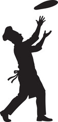 Chef Tossing Pizza Dough Silhouette