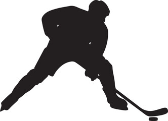 Hockey Player Swinging Stick Silhouette