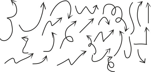 A complex network of arrows on a white background