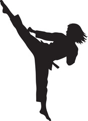Martial Artist High Kick Silhouette