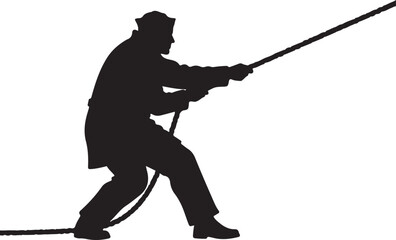 Sailor Pulling Rope Silhouette