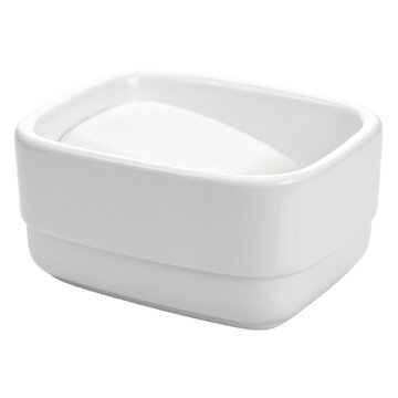 An empty white plastic container and clean styrofoam bowl isolated on a white background for food packaging or kitchen dishware