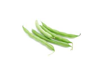 Fresh green beans isolated on white background