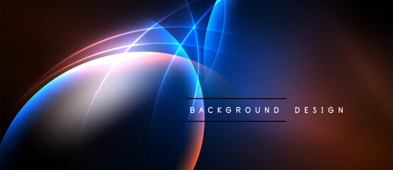 Abstract design features vibrant curves, gradients. Dark background emphasizes bright, flowing lines. Modern aesthetic, dynamic composition.