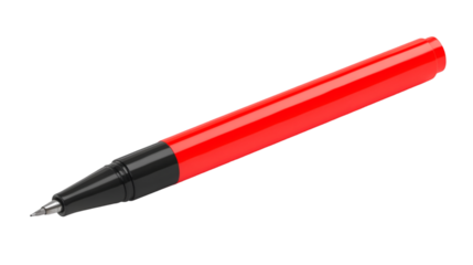 Bright red and black fine point technical drawing pen on a solid for graphic design