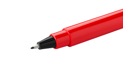 Extreme close up of a bright red permanent marker tip on a stark emphasizing detail and precision