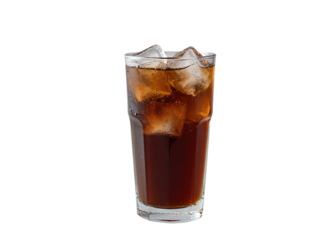 Glass of iced cola with ice cubes