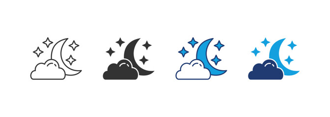 Night Icon Set Multiple Style Collection