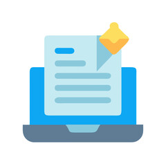 Fototapeta premium Laptop displaying a document with a prominent notification icon in a modern style