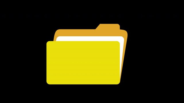 a yellow folder icon concept loop animation video with alpha channel