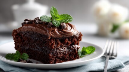 a chocolate cake slice