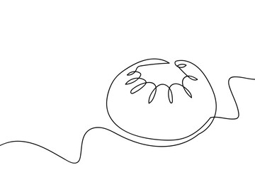A single, continuous line of Chinese steamed buns. Single line art design Editable stroke.