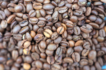 Top view close-up of roasted coffee beans. Photo taken December 18th, 2025, Zurich, Switzerland.