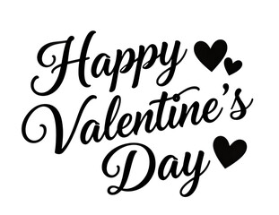 Fototapeta premium Happy Valentine?s Day text with decorative hearts
