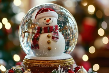 Festive Snowman Inside a Magical Christmas Snow Globe